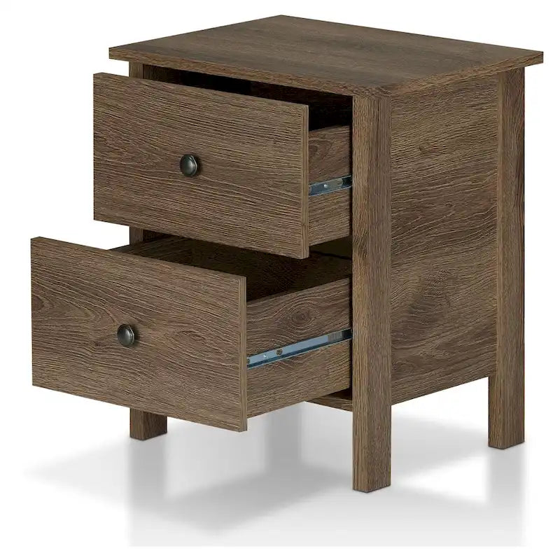 Table de chevet rustique en noyer vieilli – Noyer, 2 ou 3 tiroirs, style fermette