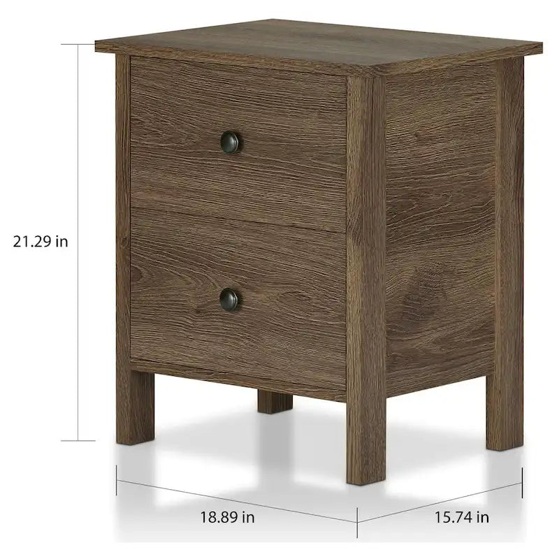 Table de chevet rustique en noyer vieilli – Noyer, 2 ou 3 tiroirs, style fermette