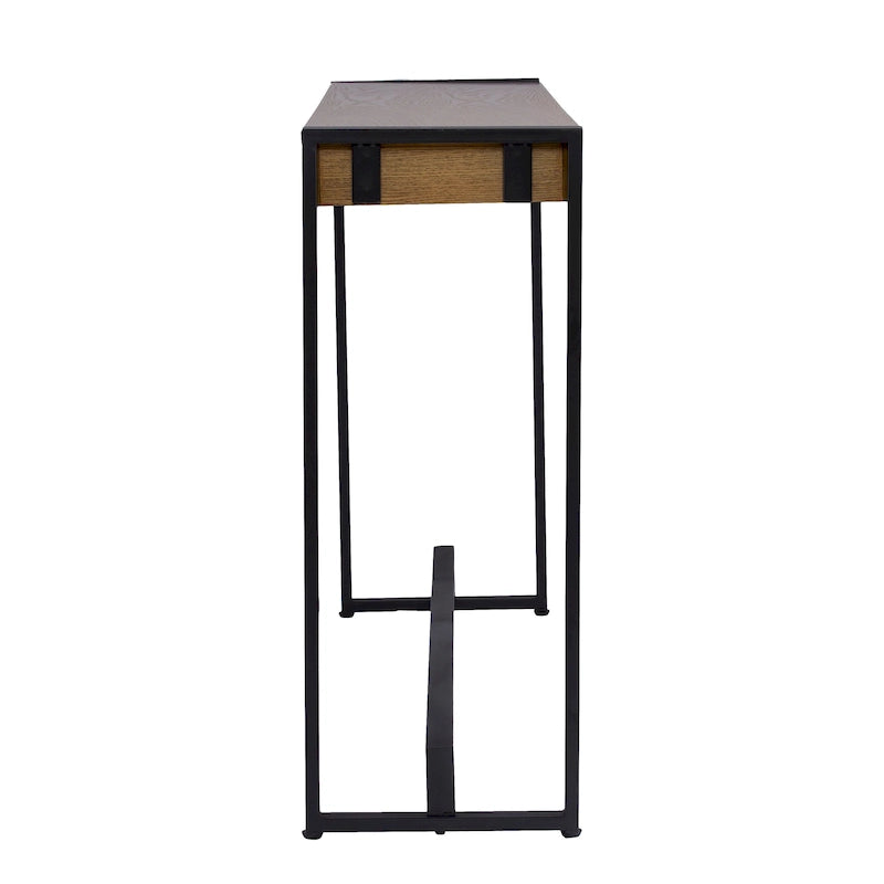 Console industrielle étroite – Chêne brûlé / Gris / Tabac / Moka / Noir, Cadre en métal, 1 place