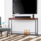 Console industrielle étroite – Chêne brûlé / Gris / Tabac / Moka / Noir, Cadre en métal, 1 place