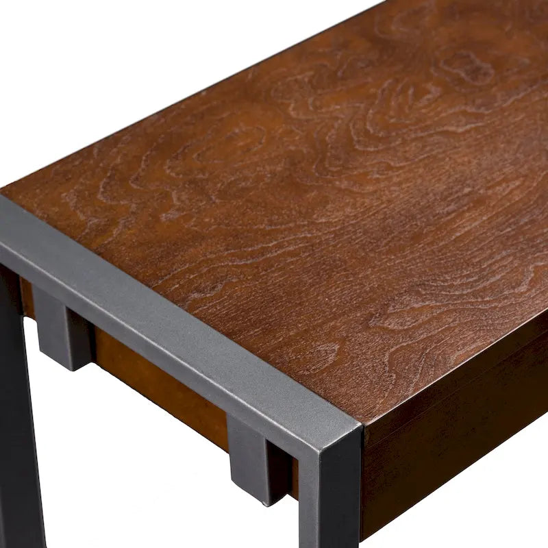 Console industrielle étroite – Chêne brûlé / Gris / Tabac / Moka / Noir, Cadre en métal, 1 place