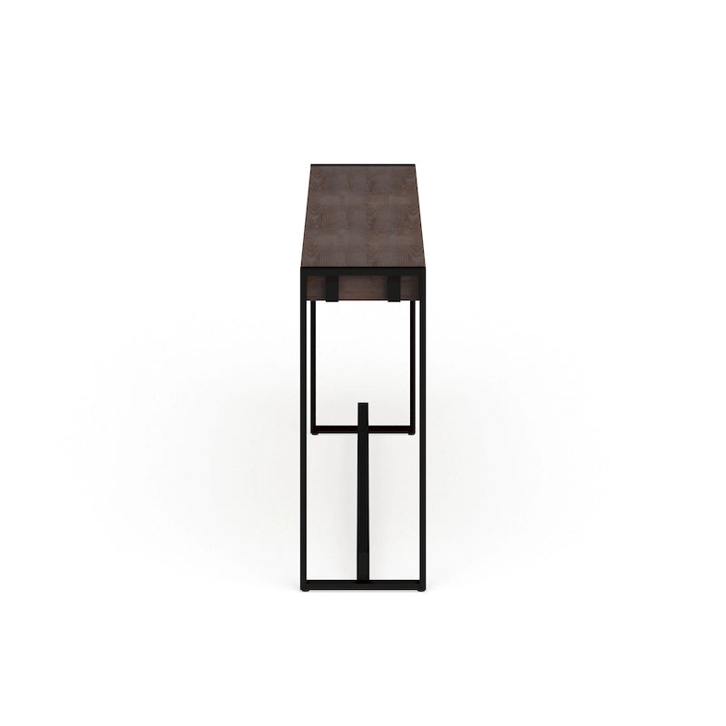 Console industrielle étroite – Chêne brûlé / Gris / Tabac / Moka / Noir, Cadre en métal, 1 place