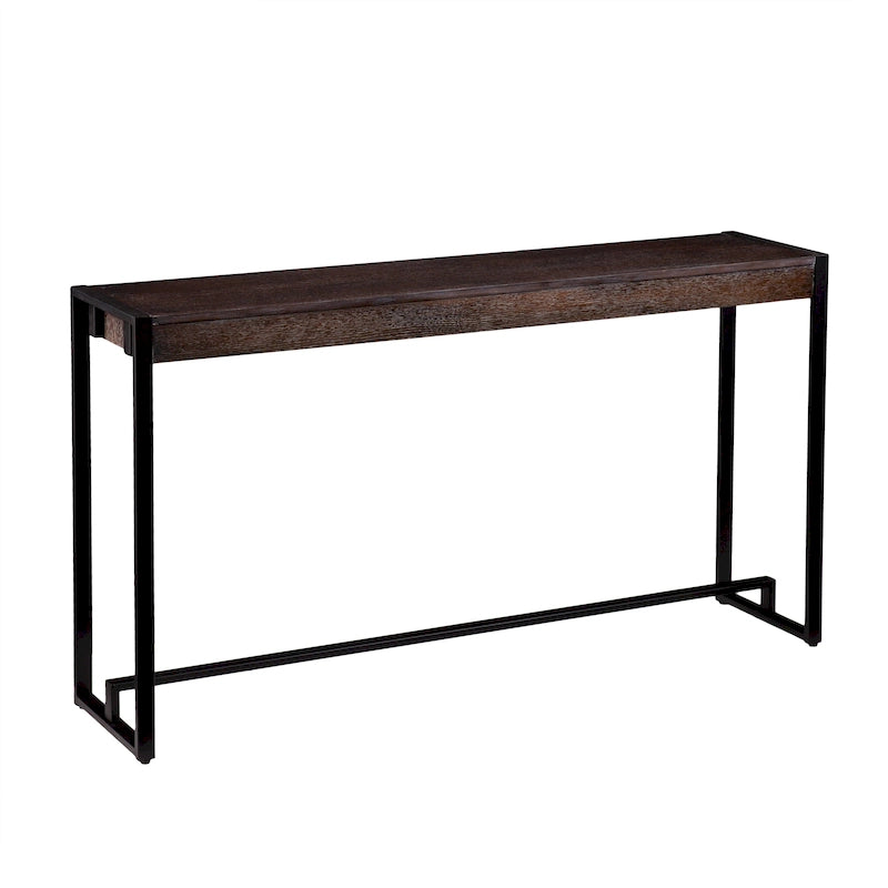 Console industrielle étroite – Chêne brûlé / Gris / Tabac / Moka / Noir, Cadre en métal, 1 place