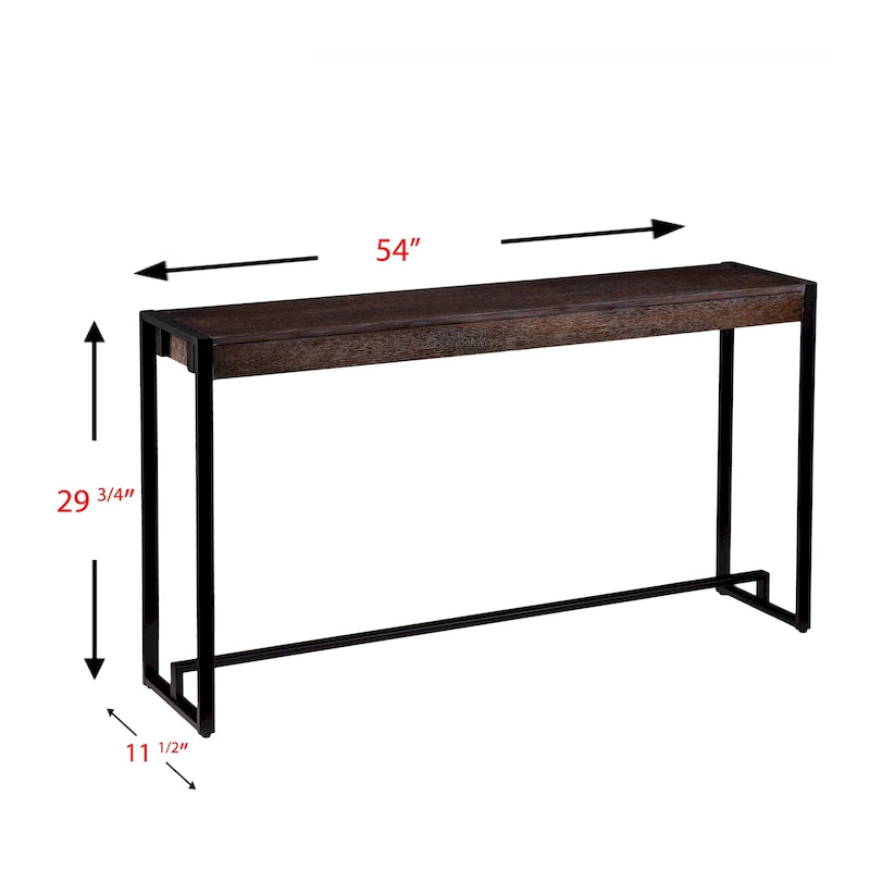 Console industrielle étroite – Chêne brûlé / Gris / Tabac / Moka / Noir, Cadre en métal, 1 place