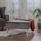 Pouf ottoman en velours du milieu du siècle – sarcelle/gris, rond, 1 place