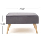 Pouf ottoman en velours du milieu du siècle – sarcelle/gris, rond, 1 place