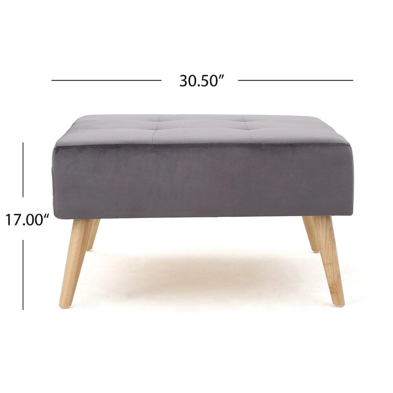 Pouf ottoman en velours du milieu du siècle – sarcelle/gris, rond, 1 place