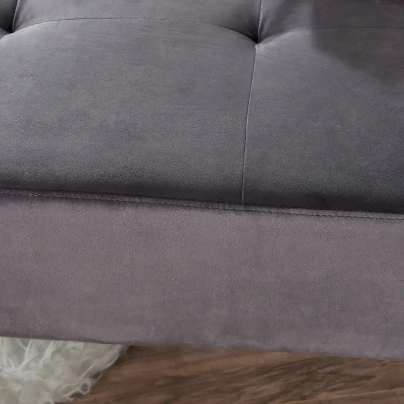 Pouf ottoman en velours du milieu du siècle – sarcelle/gris, rond, 1 place