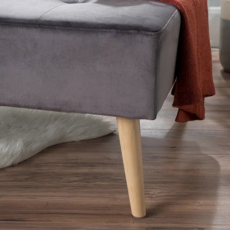 Pouf ottoman en velours du milieu du siècle – sarcelle/gris, rond, 1 place
