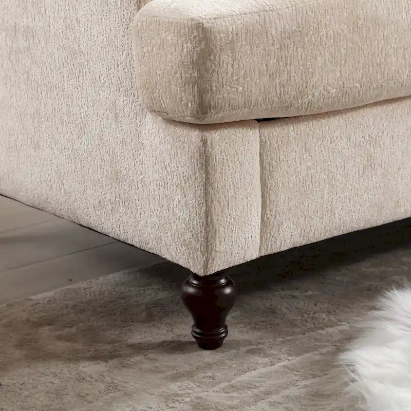 Canapé deux places moderne en chenille – Beige / Noir / Orange / Gris / Rouge bordeaux / Émeraude, Assise profonde, 2 places