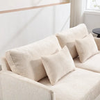 Canapé deux places moderne en chenille – Beige / Noir / Orange / Gris / Rouge bordeaux / Émeraude, Assise profonde, 2 places
