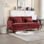 Canapé deux places moderne en chenille – Beige / Noir / Orange / Gris / Rouge bordeaux / Émeraude, Assise profonde, 2 places