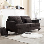 Canapé deux places moderne en chenille – Beige / Noir / Orange / Gris / Rouge bordeaux / Émeraude, Assise profonde, 2 places