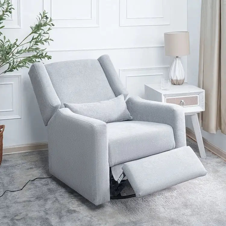 Fauteuil inclinable, pivotant et coulissant électrique – Gris / Blanc / Crème / Gris clair, Lin, 1 place