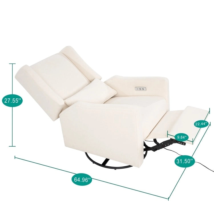 Fauteuil inclinable, pivotant et coulissant électrique – Gris / Blanc / Crème / Gris clair, Lin, 1 place