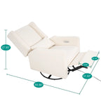 Fauteuil inclinable, pivotant et coulissant électrique – Gris / Blanc / Crème / Gris clair, Lin, 1 place