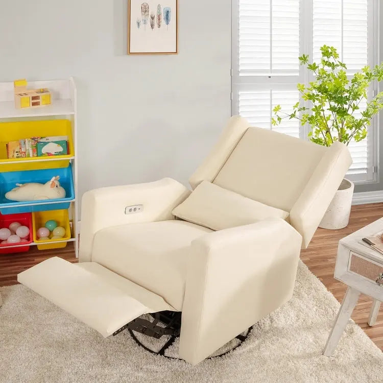 Fauteuil inclinable, pivotant et coulissant électrique – Gris / Blanc / Crème / Gris clair, Lin, 1 place