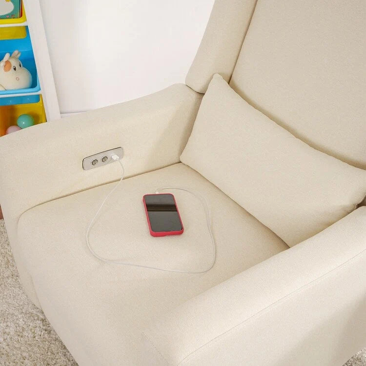 Fauteuil inclinable, pivotant et coulissant électrique – Gris / Blanc / Crème / Gris clair, Lin, 1 place
