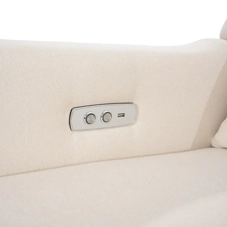 Fauteuil inclinable, pivotant et coulissant électrique – Gris / Blanc / Crème / Gris clair, Lin, 1 place