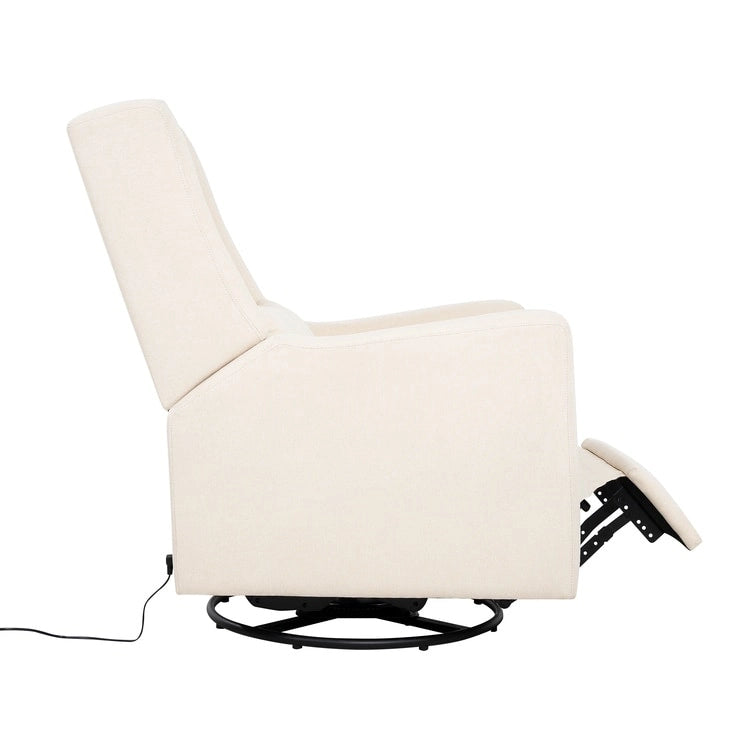 Fauteuil inclinable, pivotant et coulissant électrique – Gris / Blanc / Crème / Gris clair, Lin, 1 place