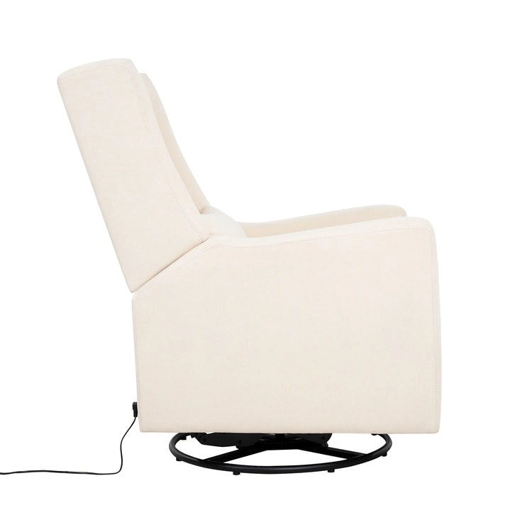 Fauteuil inclinable, pivotant et coulissant électrique – Gris / Blanc / Crème / Gris clair, Lin, 1 place