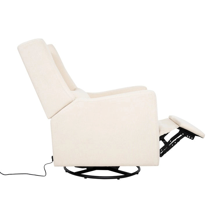 Fauteuil inclinable, pivotant et coulissant électrique – Gris / Blanc / Crème / Gris clair, Lin, 1 place