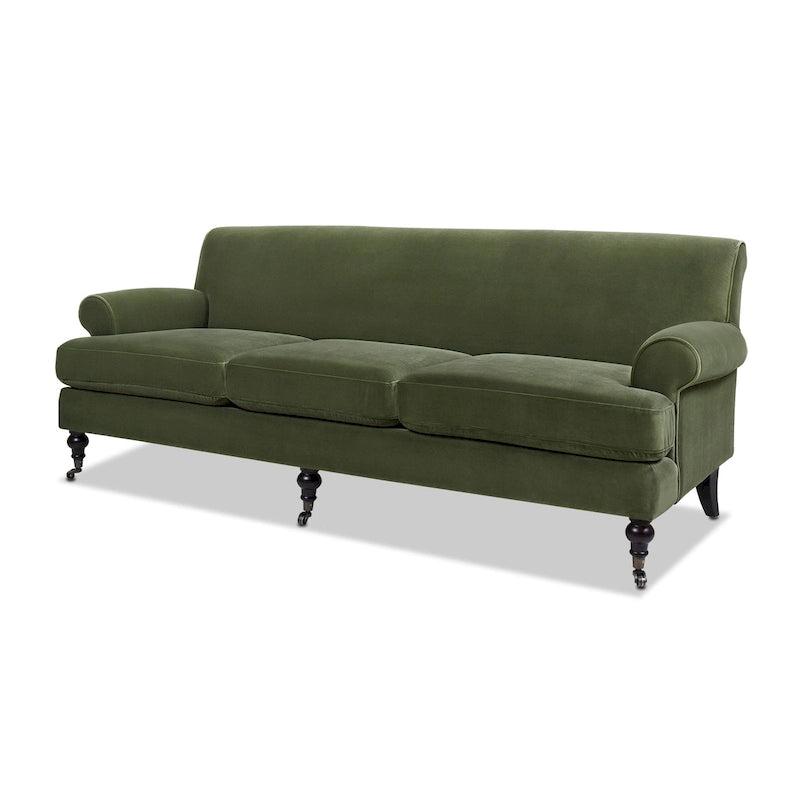 Canapé 3 places style Lawson 88" – Gris argenté / Bleu marine / Pêche / Beige / Olive / Lin / Bleu, Accoudoirs arrondis