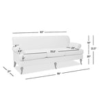 Canapé 3 places style Lawson 88" – Gris argenté / Bleu marine / Pêche / Beige / Olive / Lin / Bleu, Accoudoirs arrondis