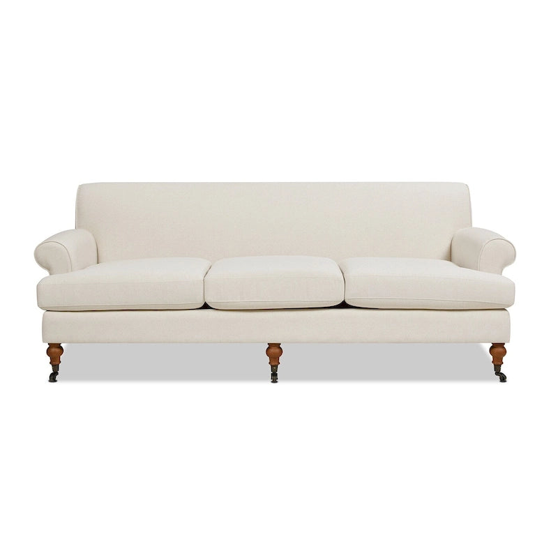 Canapé 3 places style Lawson 88" – Gris argenté / Bleu marine / Pêche / Beige / Olive / Lin / Bleu, Accoudoirs arrondis