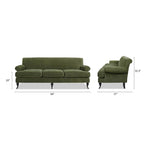 Canapé 3 places style Lawson 88" – Gris argenté / Bleu marine / Pêche / Beige / Olive / Lin / Bleu, Accoudoirs arrondis