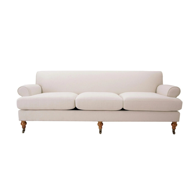 Canapé 3 places style Lawson 88" – Gris argenté / Bleu marine / Pêche / Beige / Olive / Lin / Bleu, Accoudoirs arrondis