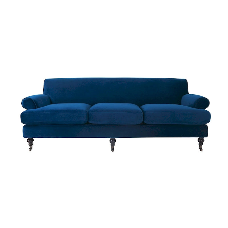 Canapé 3 places style Lawson 88" – Gris argenté / Bleu marine / Pêche / Beige / Olive / Lin / Bleu, Accoudoirs arrondis