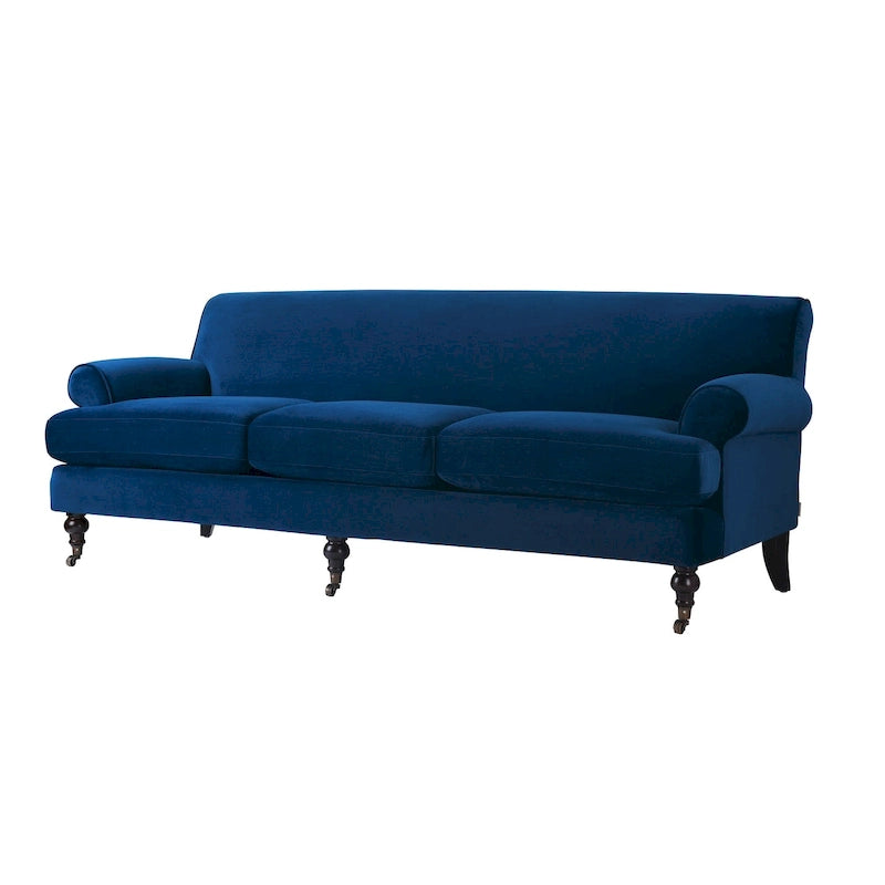 Canapé 3 places style Lawson 88" – Gris argenté / Bleu marine / Pêche / Beige / Olive / Lin / Bleu, Accoudoirs arrondis