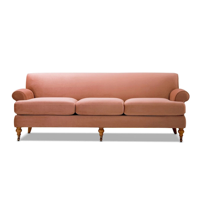 Canapé 3 places style Lawson 88" – Gris argenté / Bleu marine / Pêche / Beige / Olive / Lin / Bleu, Accoudoirs arrondis