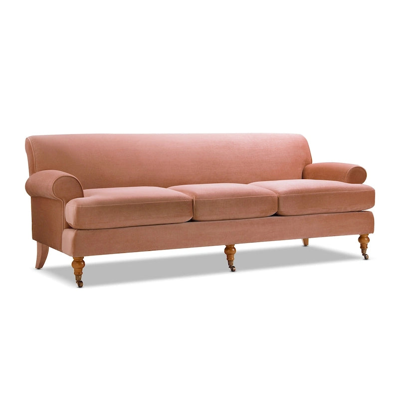 Canapé 3 places style Lawson 88" – Gris argenté / Bleu marine / Pêche / Beige / Olive / Lin / Bleu, Accoudoirs arrondis
