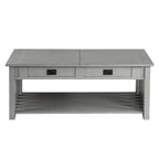 Table basse relevable de style Mission – Chêne foncé / Gris antique, 1 étagère inférieure, 2 à 4 places