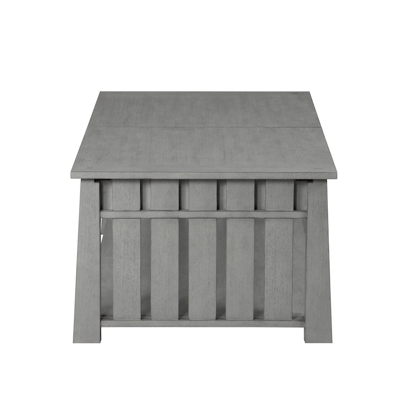 Table basse relevable de style Mission – Chêne foncé / Gris antique, 1 étagère inférieure, 2 à 4 places