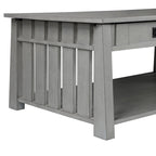 Table basse relevable de style Mission – Chêne foncé / Gris antique, 1 étagère inférieure, 2 à 4 places