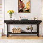 Table console de ferme en bois massif – Gris / Cerise / Marron / Gris, étroite, 1 place