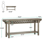 Table console de ferme en bois massif – Gris / Cerise / Marron / Gris, étroite, 1 place