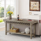 Table console de ferme en bois massif – Gris / Cerise / Marron / Gris, étroite, 1 place