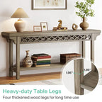 Table console de ferme en bois massif – Gris / Cerise / Marron / Gris, étroite, 1 place