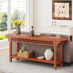 Table console de ferme en bois massif – Gris / Cerise / Marron / Gris, étroite, 1 place