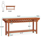 Table console de ferme en bois massif – Gris / Cerise / Marron / Gris, étroite, 1 place