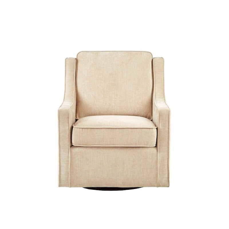 Fauteuil pivotant à 360° – Crème / Bleu aquatique vieilli / Gris, Chenille, 1 place
