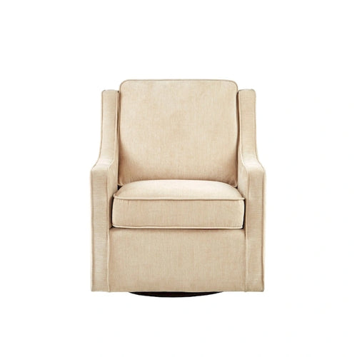 Fauteuil pivotant à 360° – Crème / Bleu aquatique vieilli / Gris, Chenille, 1 place