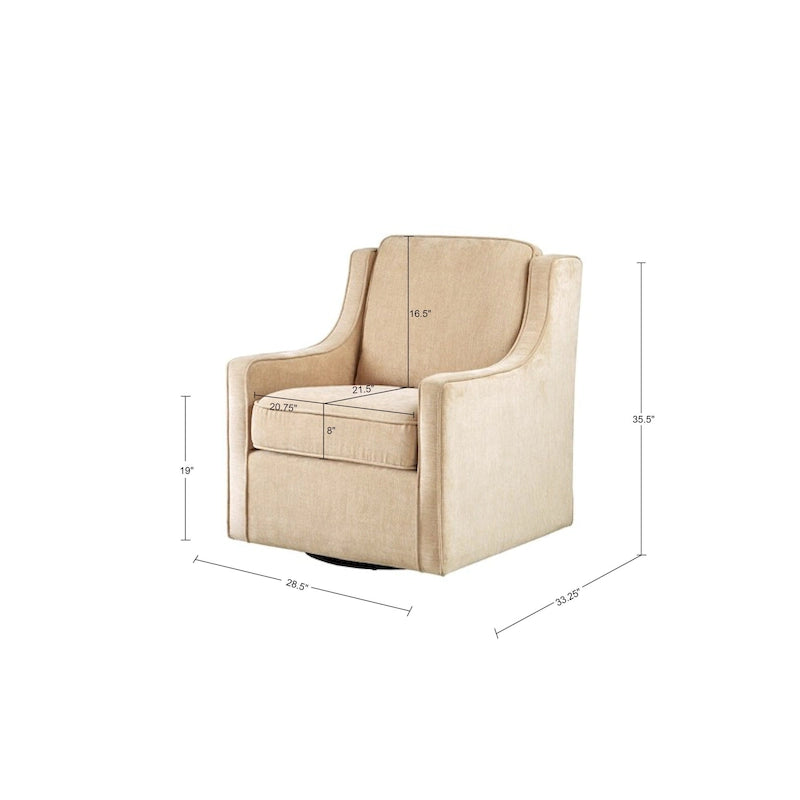 Fauteuil pivotant à 360° – Crème / Bleu aquatique vieilli / Gris, Chenille, 1 place