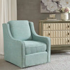 Fauteuil pivotant à 360° – Crème / Bleu aquatique vieilli / Gris, Chenille, 1 place