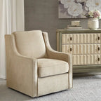 Fauteuil pivotant à 360° – Crème / Bleu aquatique vieilli / Gris, Chenille, 1 place