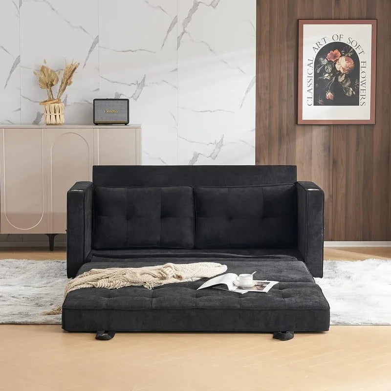 Canapé-lit pliable pour deux personnes – Noir / Beige / Rustique / Gris / Vert / Bleu marine, 2 tailles, 2 places